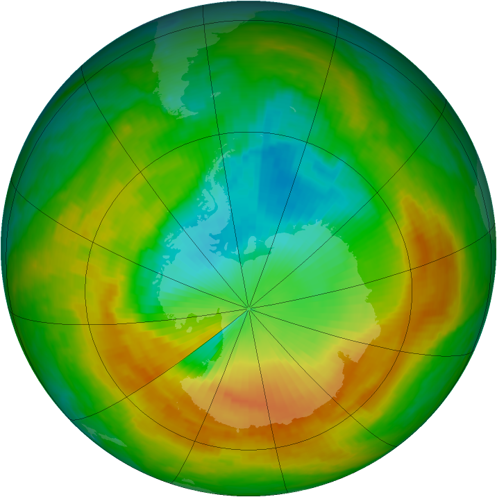 Antarctic ozone map for 10 November 1988